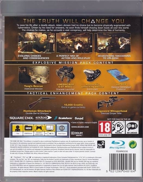Deus Ex - Human Revolution - PS3 (B Grade) (Genbrug)Deus Ex - Human Revolution - Nordic Edition - PS3 (B Grade) (Genbrug)